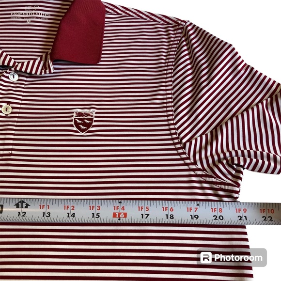 Vineyard Vines Mens Medium Red White  Striped Polo Shirt Performance Golf Logo - Picture 6 of 8